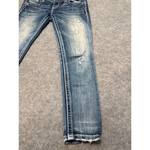 Miss Me Jeans Women’s 26 Signature Ankle Skinny Distressed Blue Denim - Picture 2 of 7